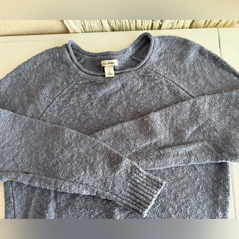 L.L. Bean 100% Cotton Textured Slub Rollneck Knit Sweater Slate Blue S